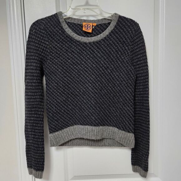 Tory Burch Sweaters - Tory Burch Sweater Women's Medium Black Gray Pullover Wool Camel Hair Blend EUC